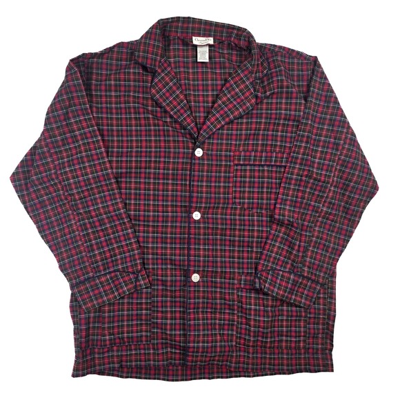 Dior Other - Christian Dior Pajama‎ Red Blue Plaid Button L/S  Sleep Shirt Men's Size L VTG